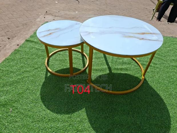 Glass Nesting Coffee Table (Marble Effect) White