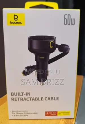 Baseus Car Charger With Built-in Retractable Cable