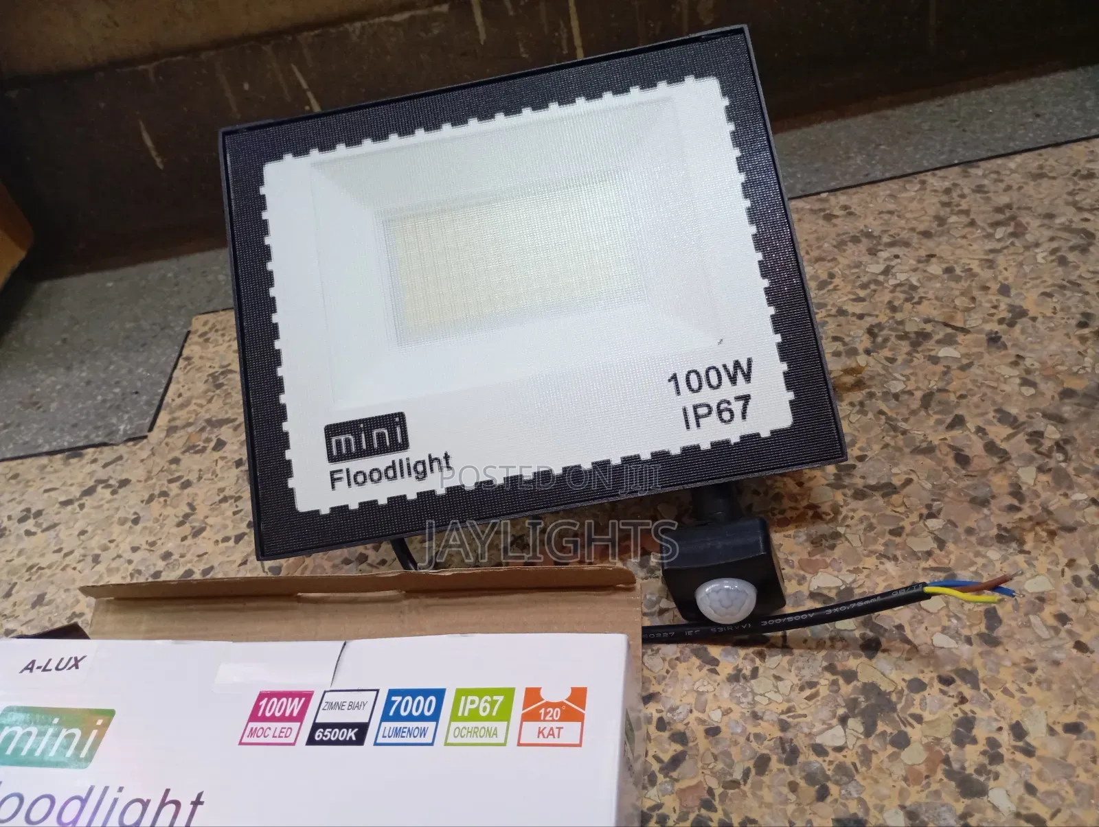 Led Floodlight With Pir-Motion Sensor 100w White, Black