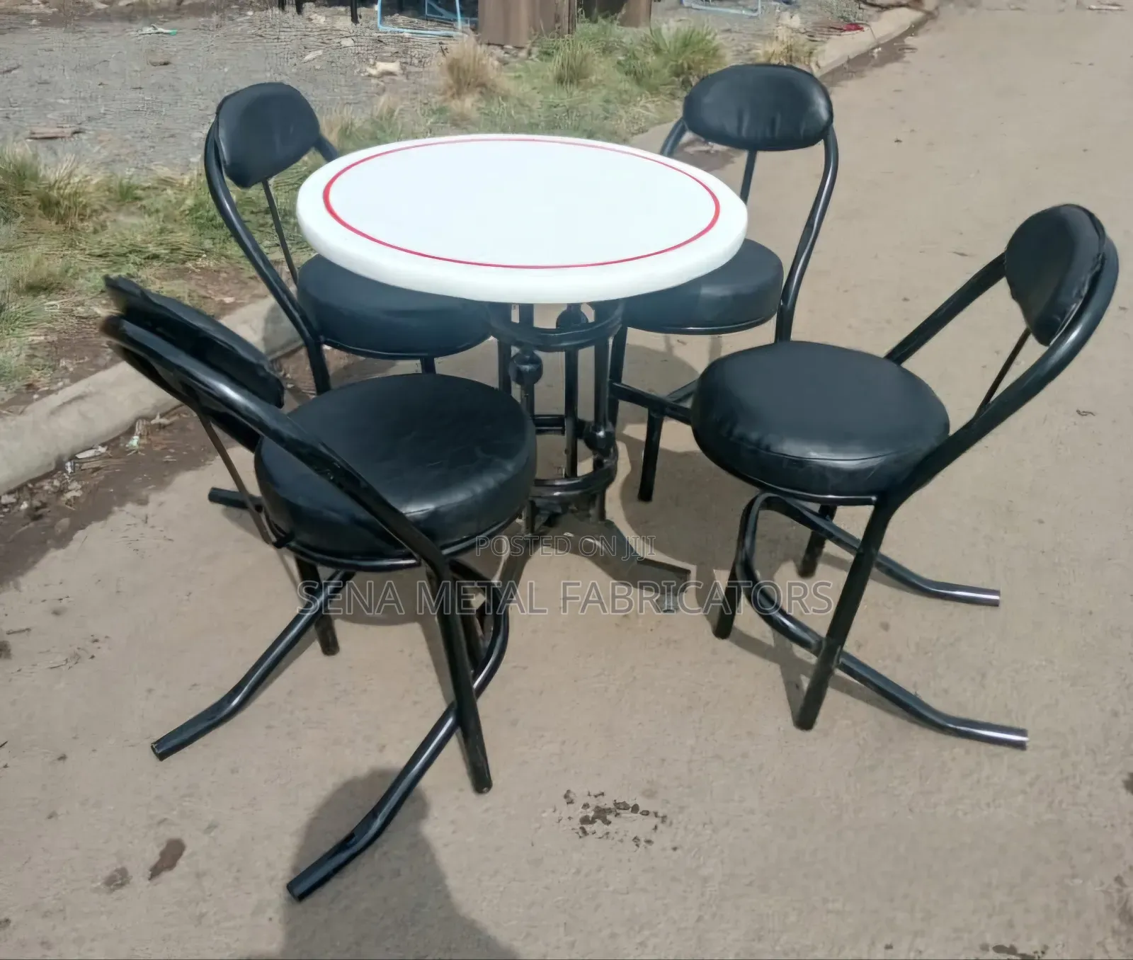 Restaurant Dining Set With Black Leather Faux Backrest Seat