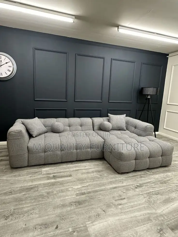 Gray 5 Seater Patterned Sofa