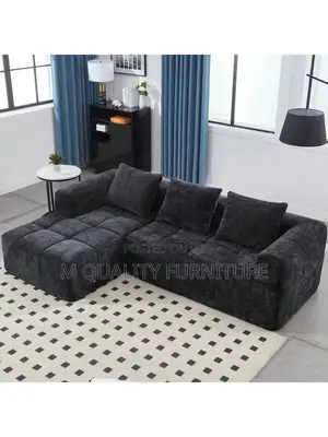 Black 4 Seater L Shaped Sofa
