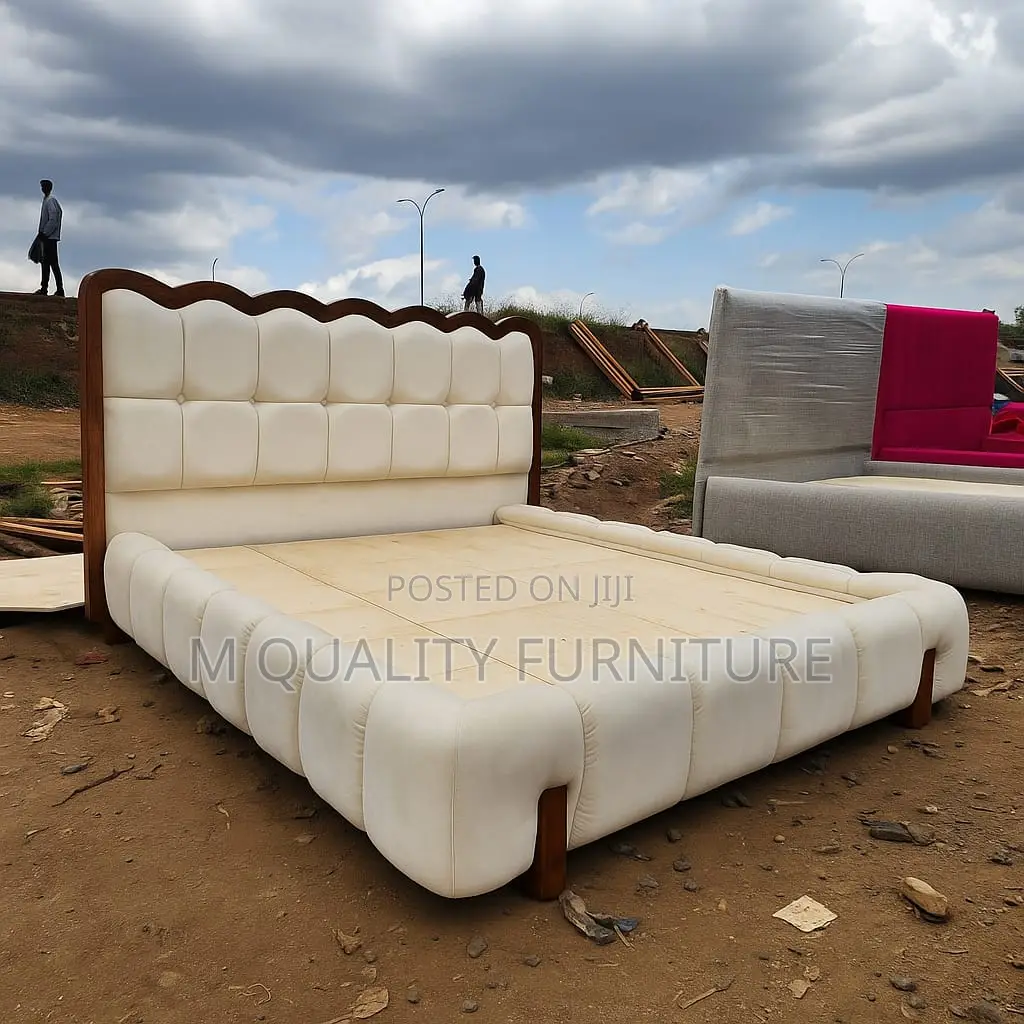 Cream 6 by 6 Modern Bed