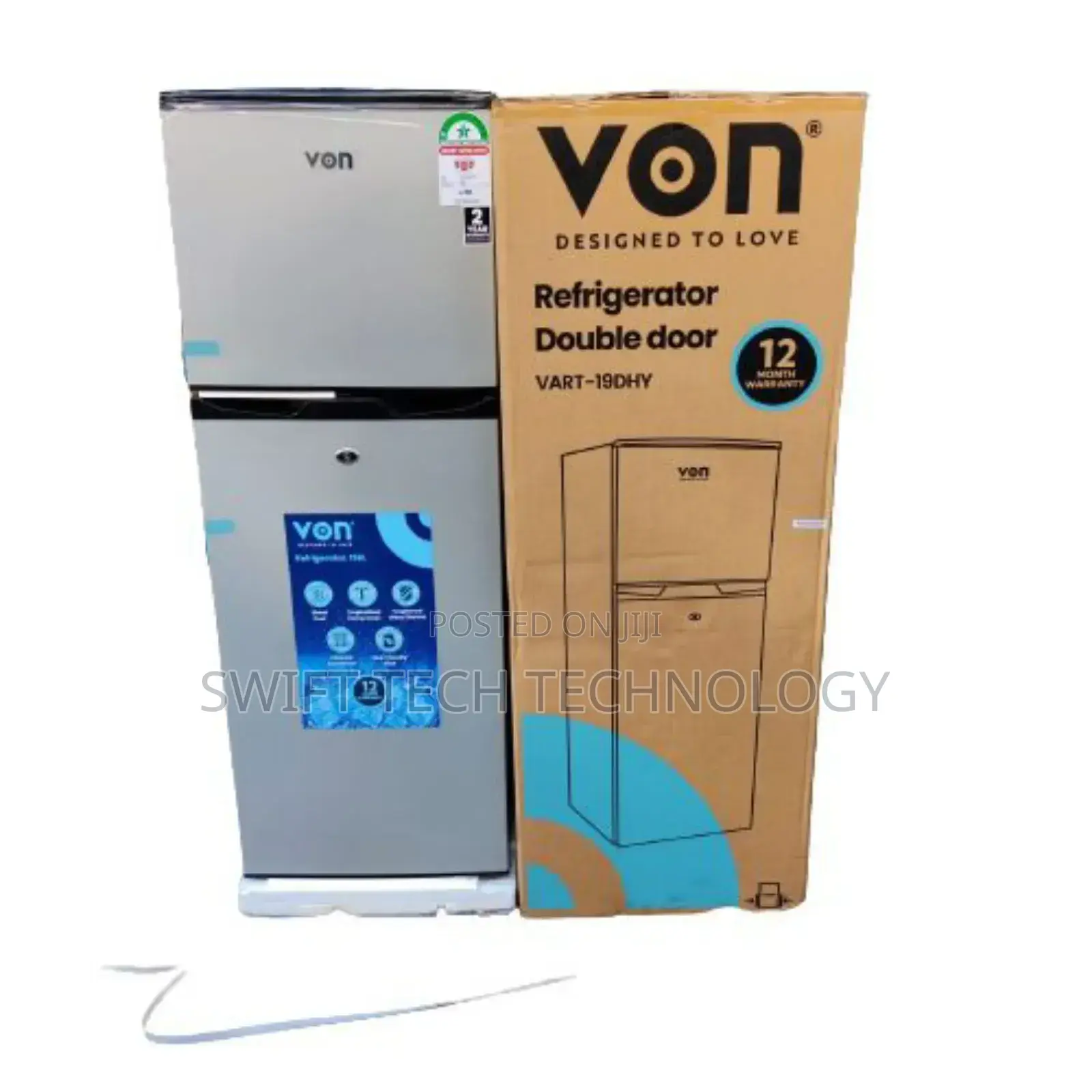 Refrigerator Von 136liters Double Door Fridge Silver Cool