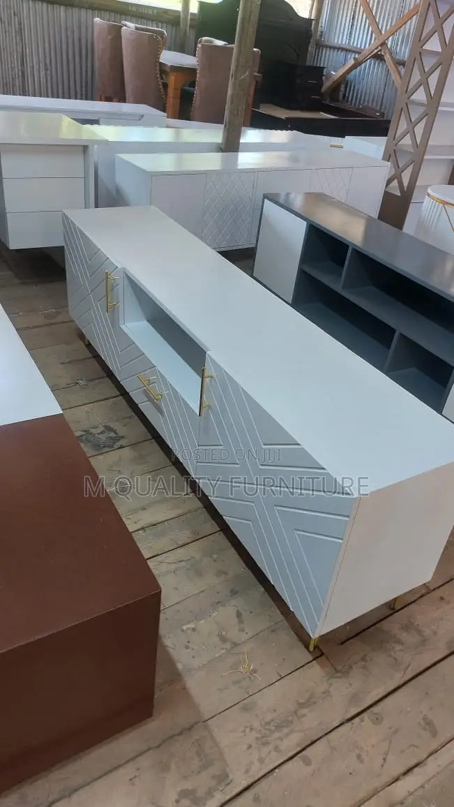 White Modernized Tv Stand