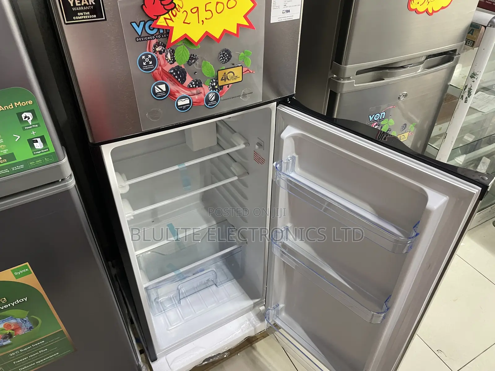Von VRT-138drhx Double Door Fridge 138l - Inox