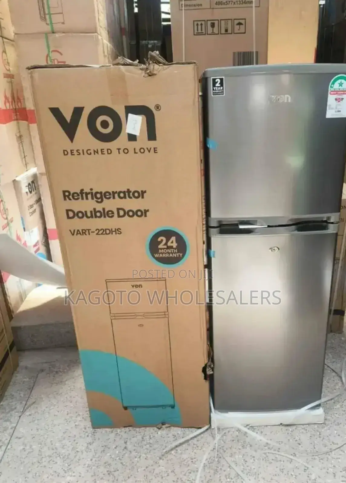 Von 138litres Double Door Refrigerator (Grey) VNF/138l