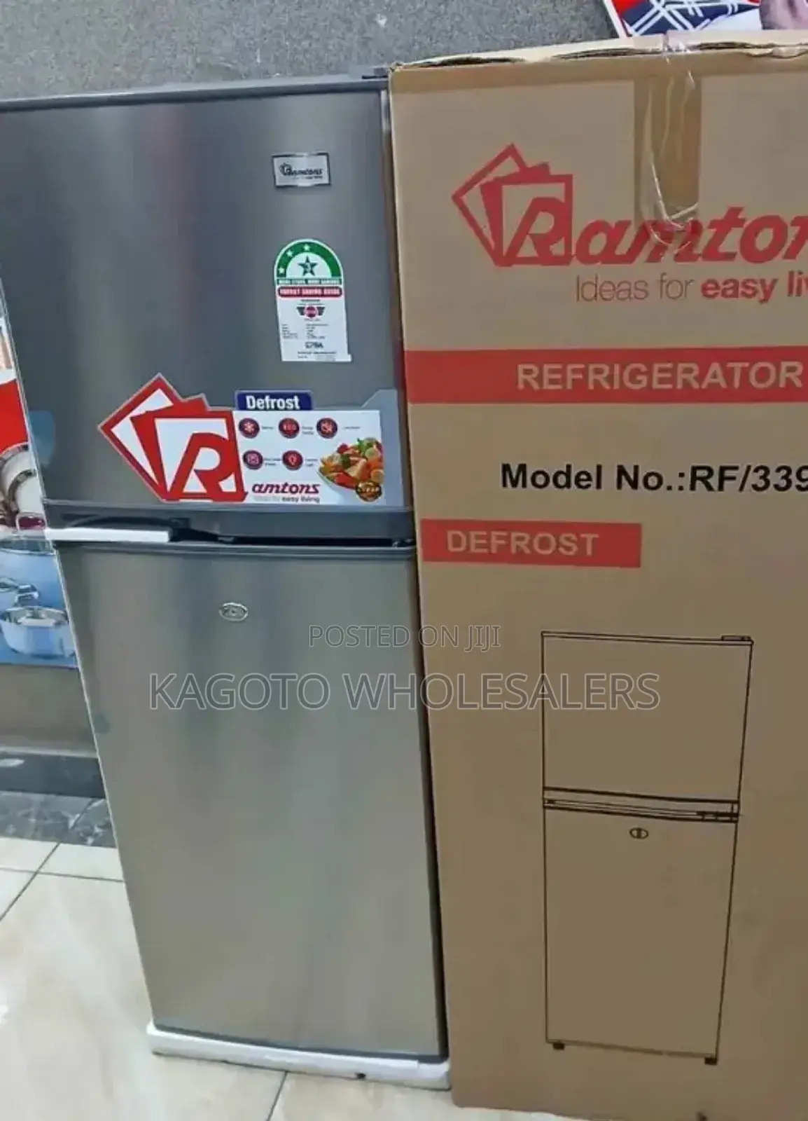 Ramtons 138litres Two Door Refrigerator (Grey) RFR/138l