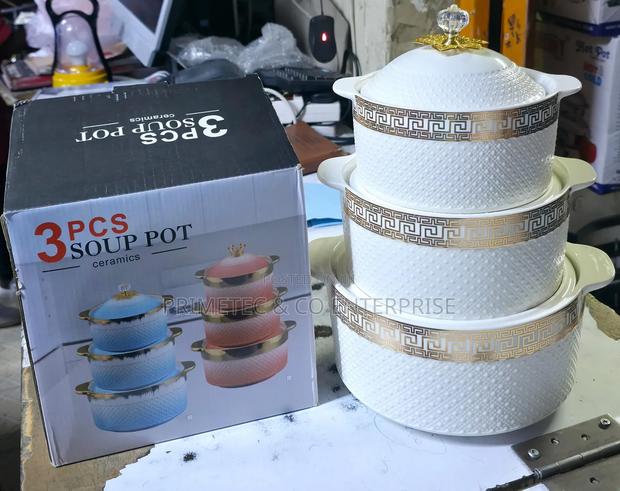 3 PCS Soup Pots Ceramic Available - main view