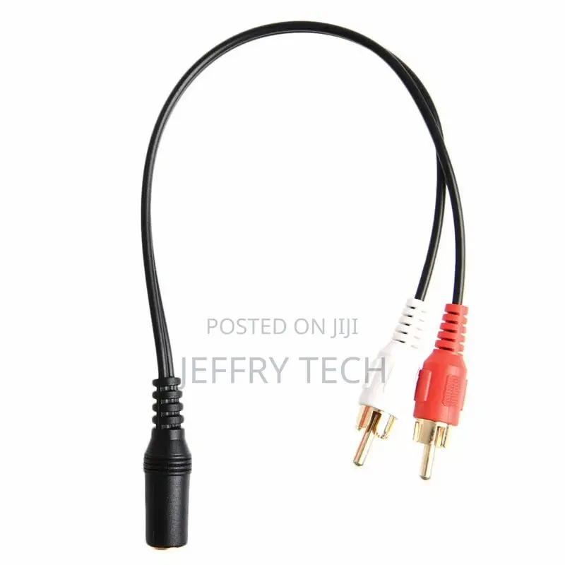 Gold 3.5mm 1/8 Stereo Female Mini Jack to 2 Male Rca Plug Ad