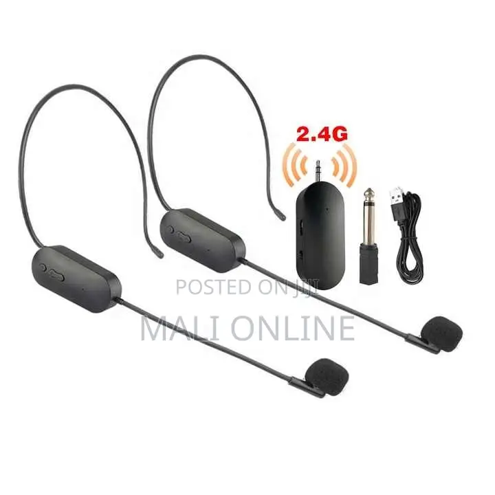 2-pack Wireless Headset Microphones Dual Head-worn Mics