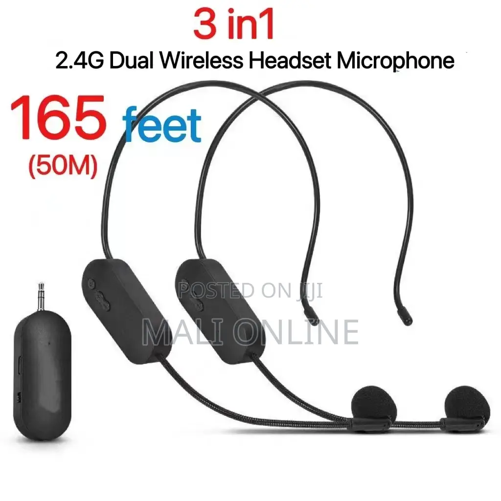 2-pack Wireless Headset Microphones Dual Head-worn Mics