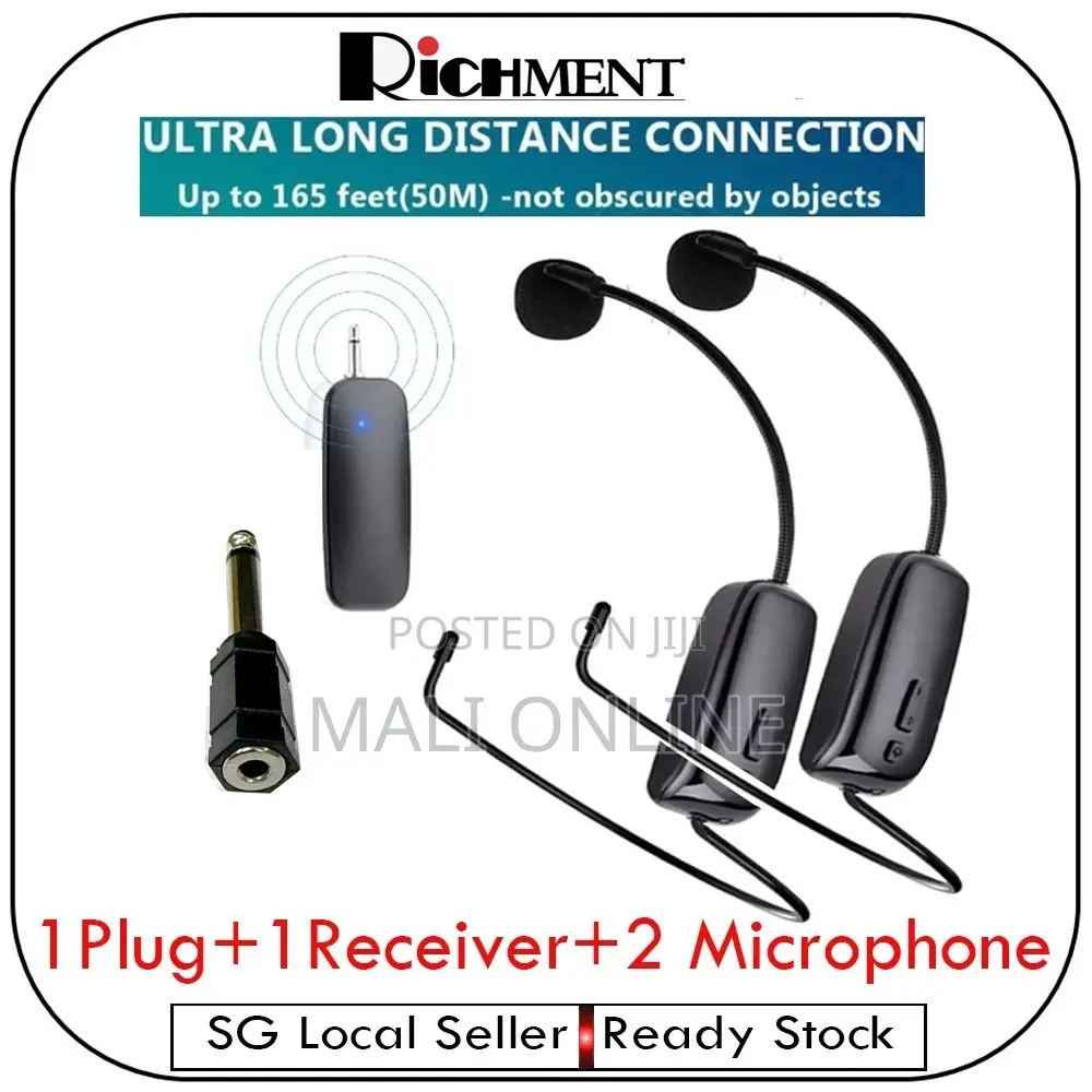 2-pack Wireless Headset Microphones Dual Head-worn Mics