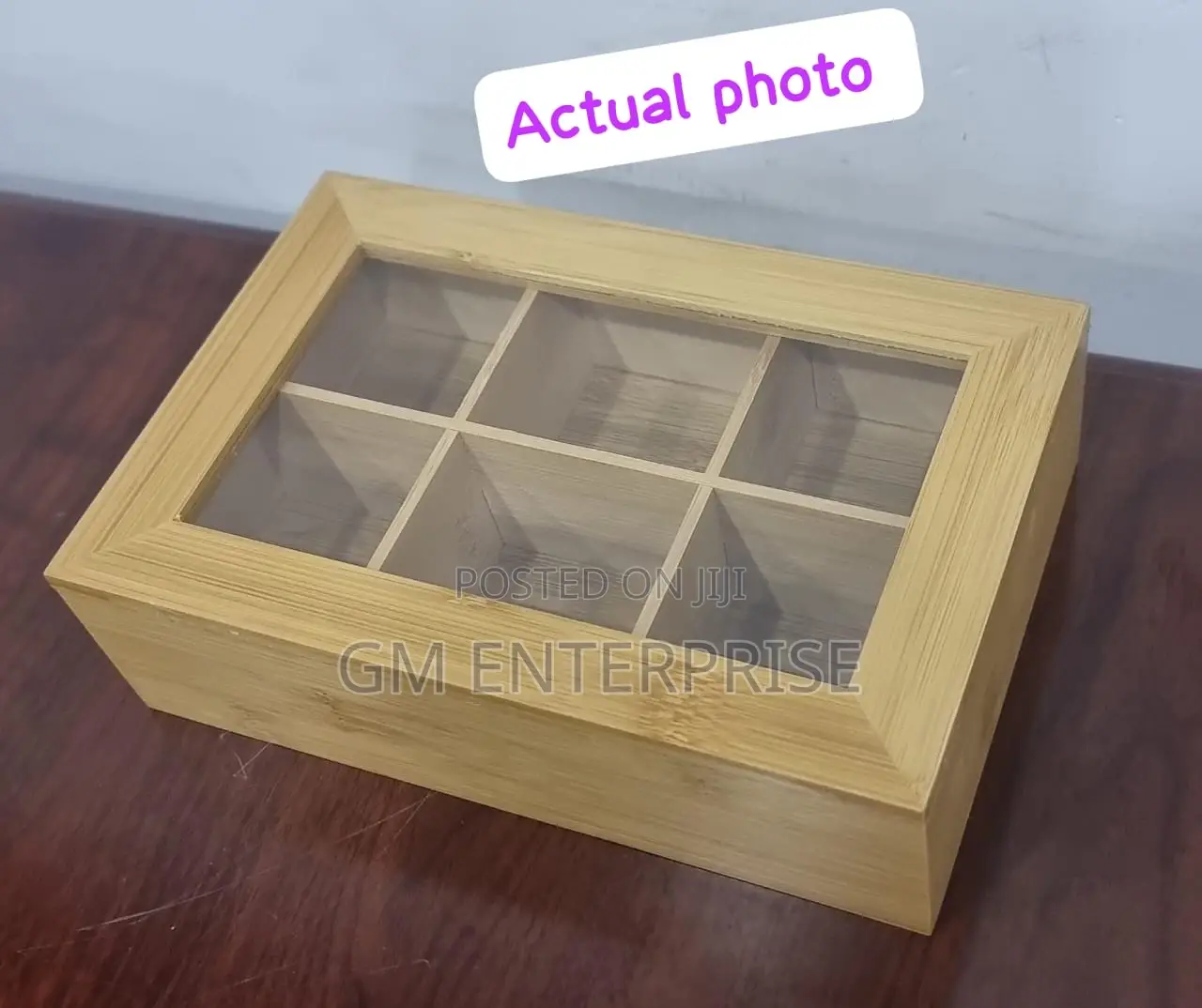 6 Compartment Bamboo Tea Bag Organizer