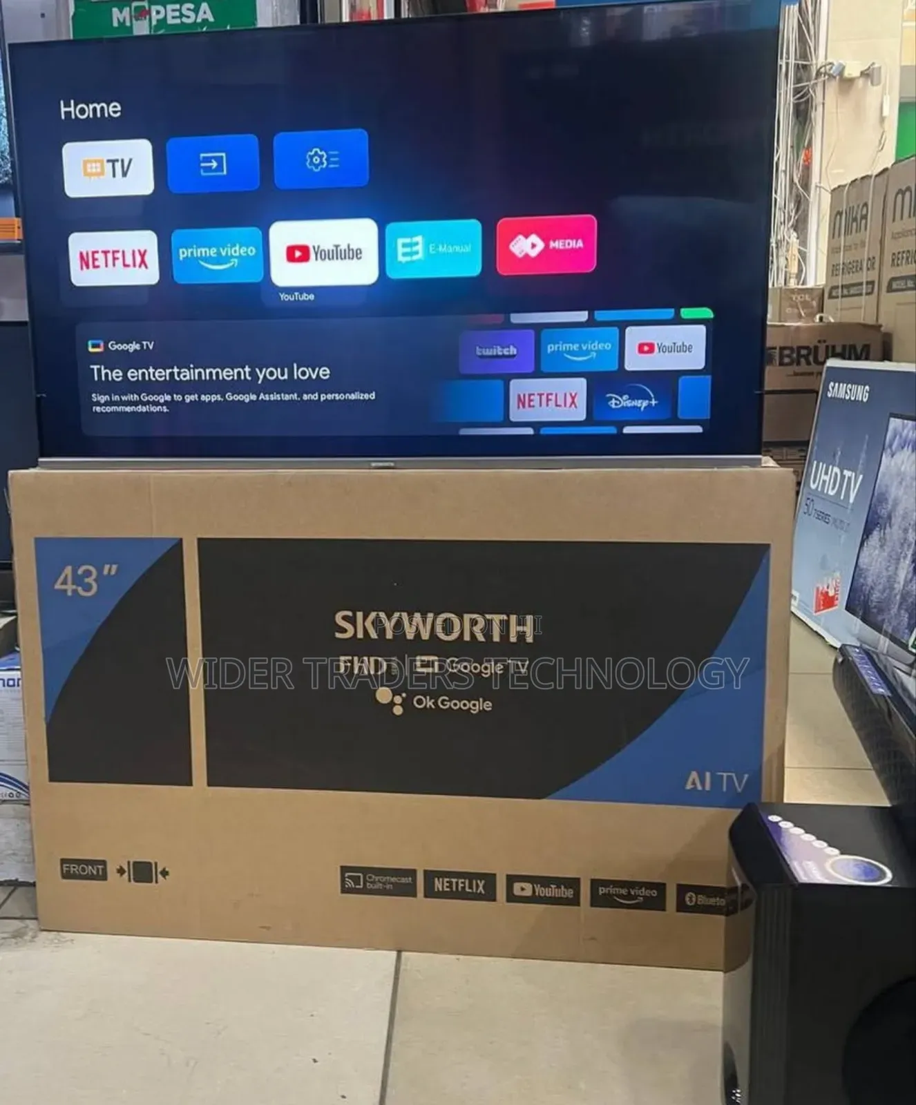 *Skyworth 43 Inches Smart Google Tv Flameless Bluetooth