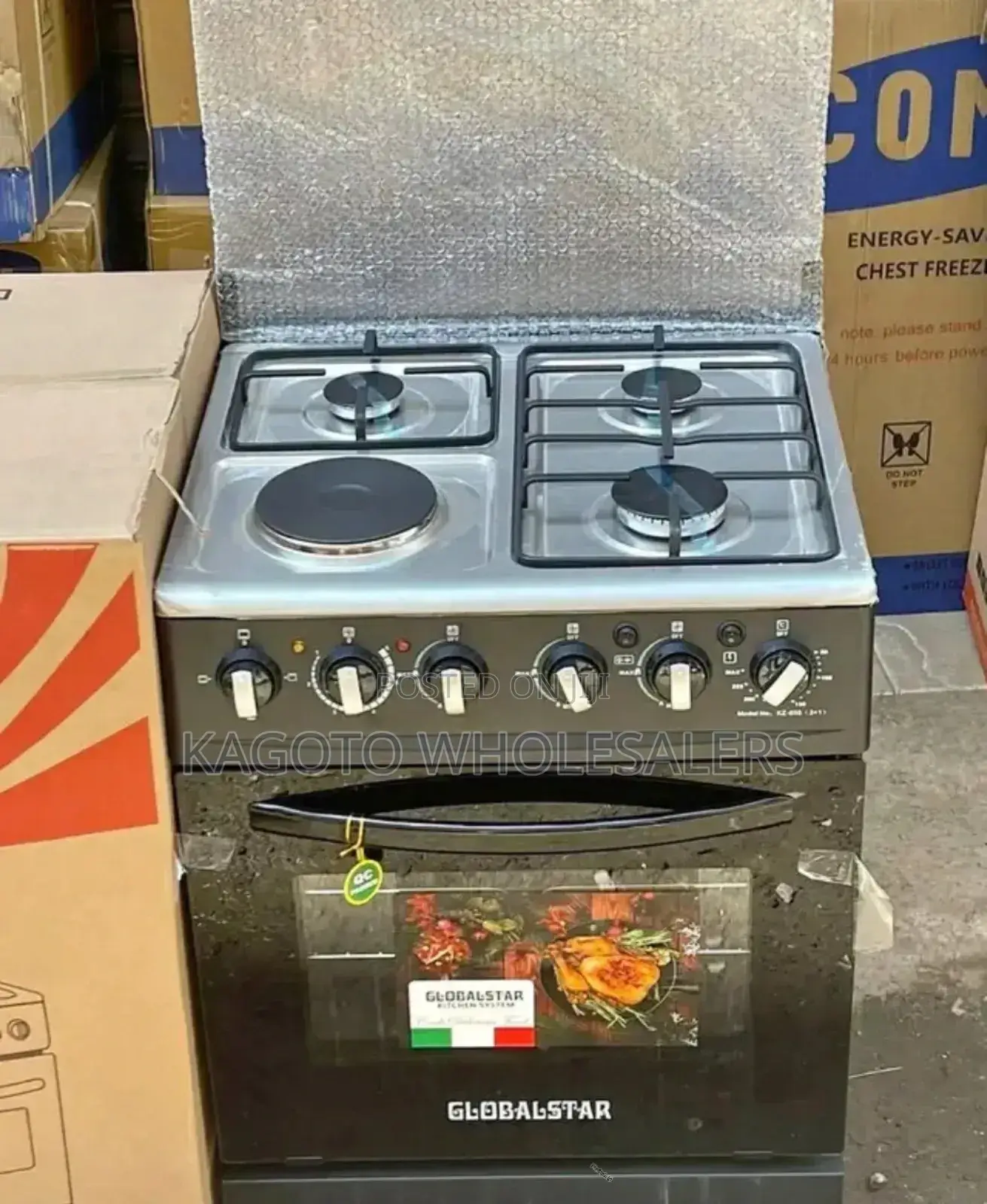 Globalstar 60* by 60 3g +1e Standing Gas Cooker (Black) G3