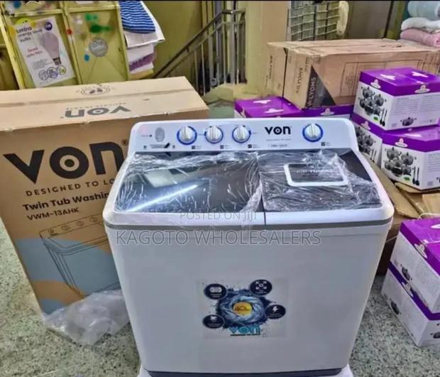 Von 13kgs Semi Automatic Twin Washing Machine (White) V2