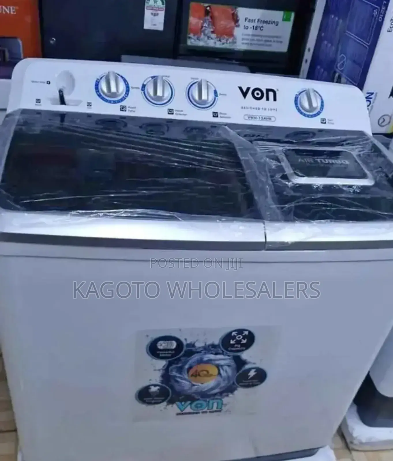 Von 13kgs Semi Auto Twin Tub Washing Machine (White) V2
