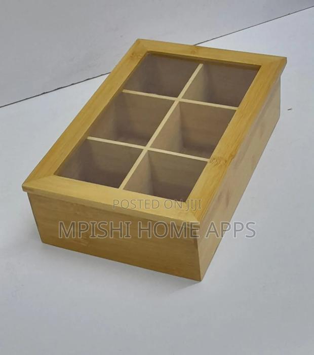 6 Slots Bamboo Wooden Teabag Organiser - thumbnail 2