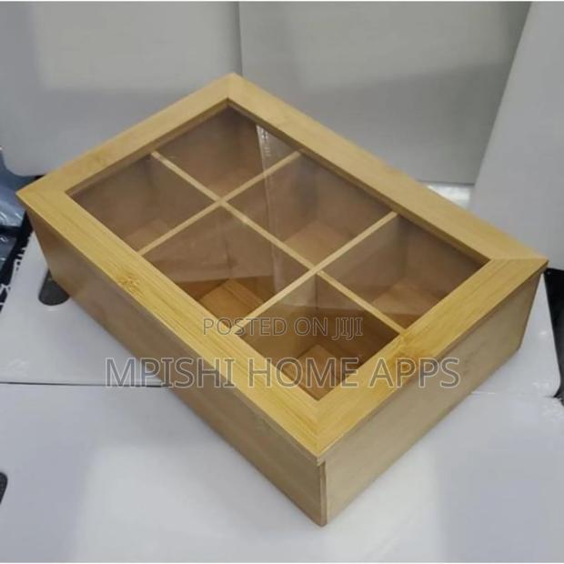 6 Slots Bamboo Wooden Teabag Organiser - thumbnail 3