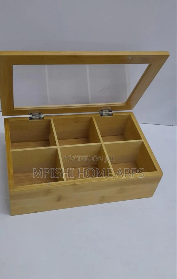 6 Slots Bamboo Wooden Teabag Organiser - thumbnail 4