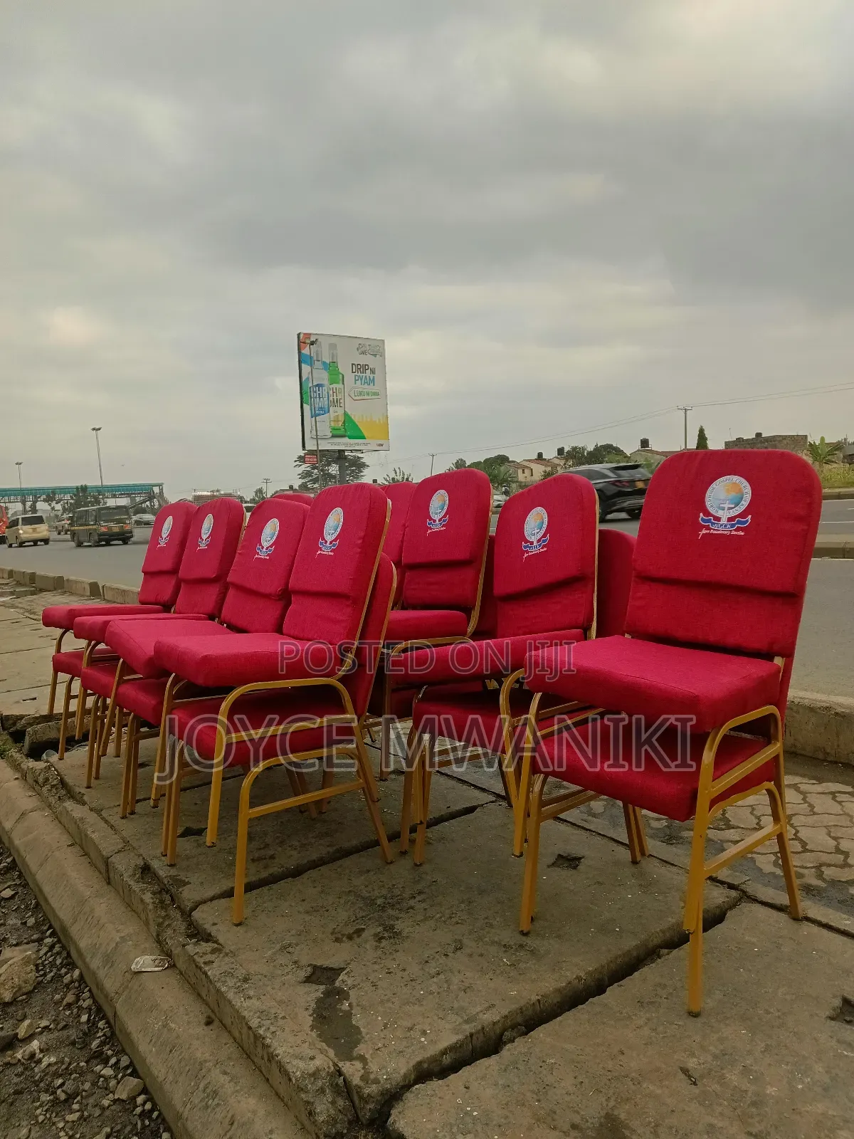 Church Chairs Red, Branded 