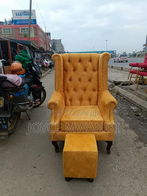 Mustard Yellow Pedicure Seat and a Pouf