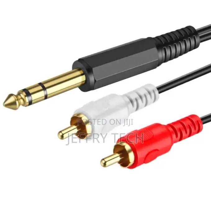 6.35mm Male TRS Stereo Plug to 2 Rca Phono Male Audio Cable