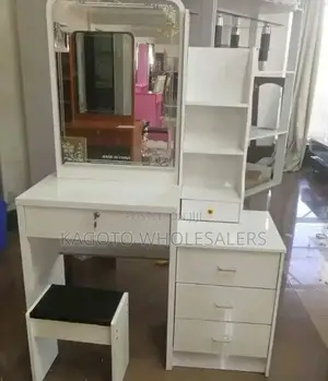 White Dressing Table + Sliding Mirror (Large) Ds