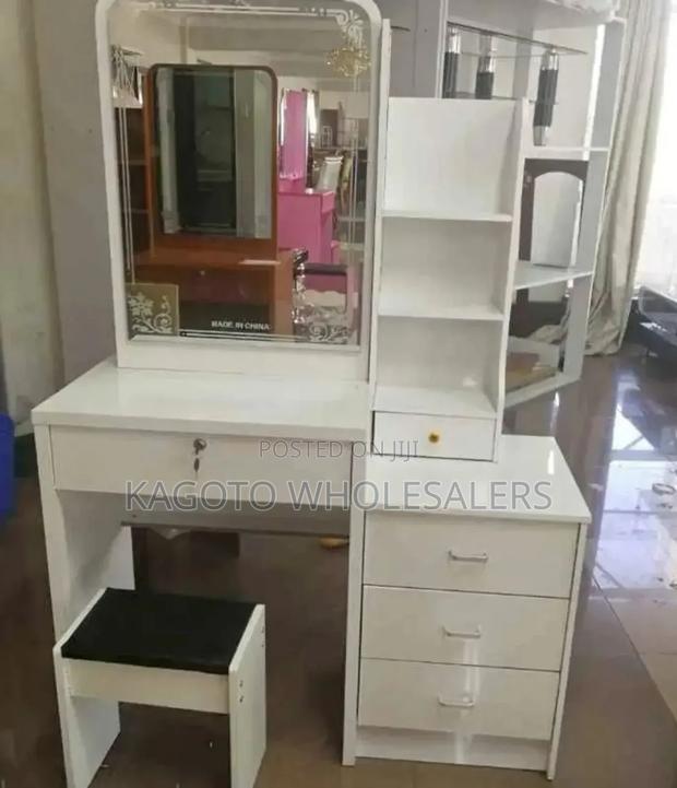 White Dressing Table + Sliding Mirror (Large) Ds