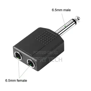 6.5mm Male Mono to Dual 6.5mm Female Audio Conversion Conne