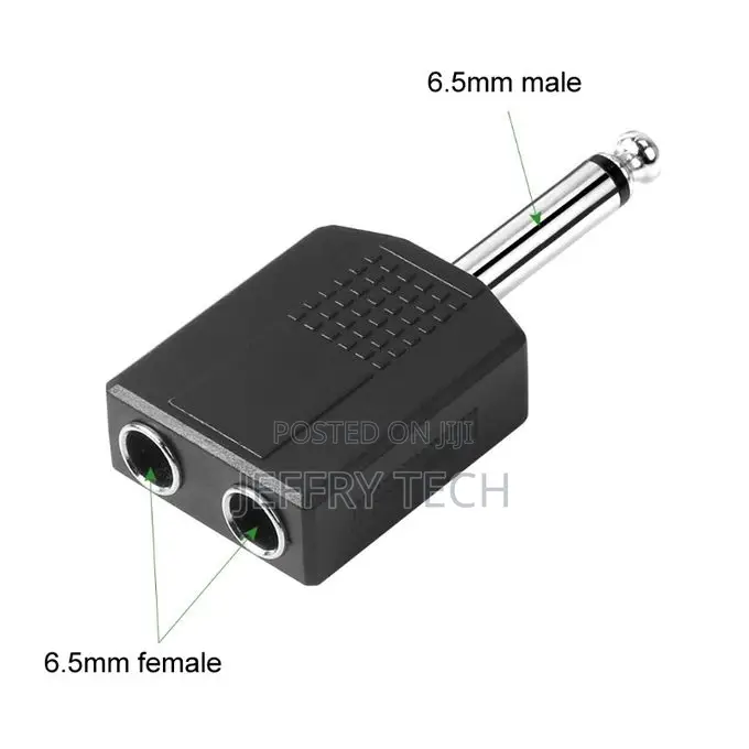 6.5mm Male Mono to Dual 6.5mm Female Audio Conversion Conne