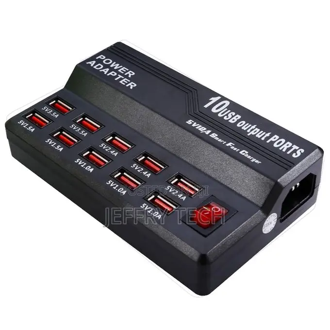 60w 10 Ports Usb Fast Charging Dock Desktop Smart Charger A)