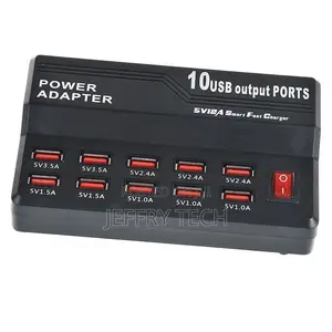 60w 10 Ports Usb Fast Charging Dock Desktop Smart Charger A)