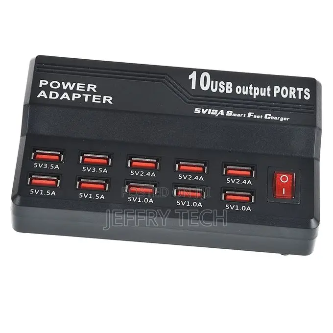 60w 10 Ports Usb Fast Charging Dock Desktop Smart Charger A)