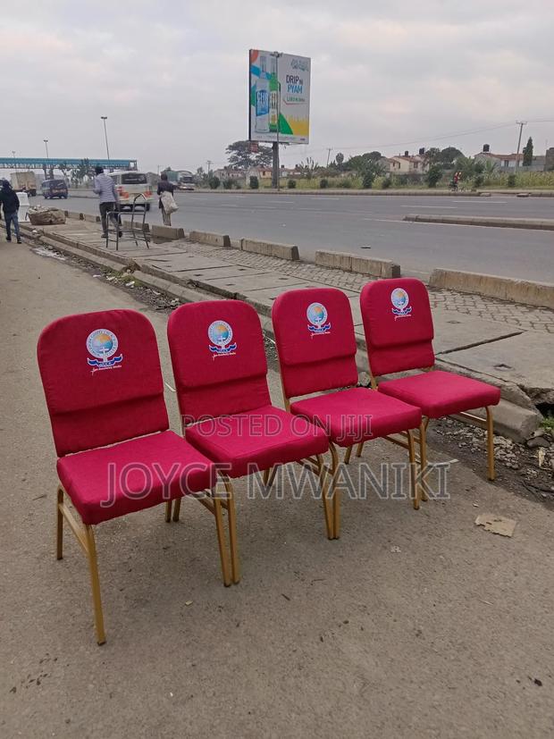 Church Red Chairs, Branded With Gold Frame