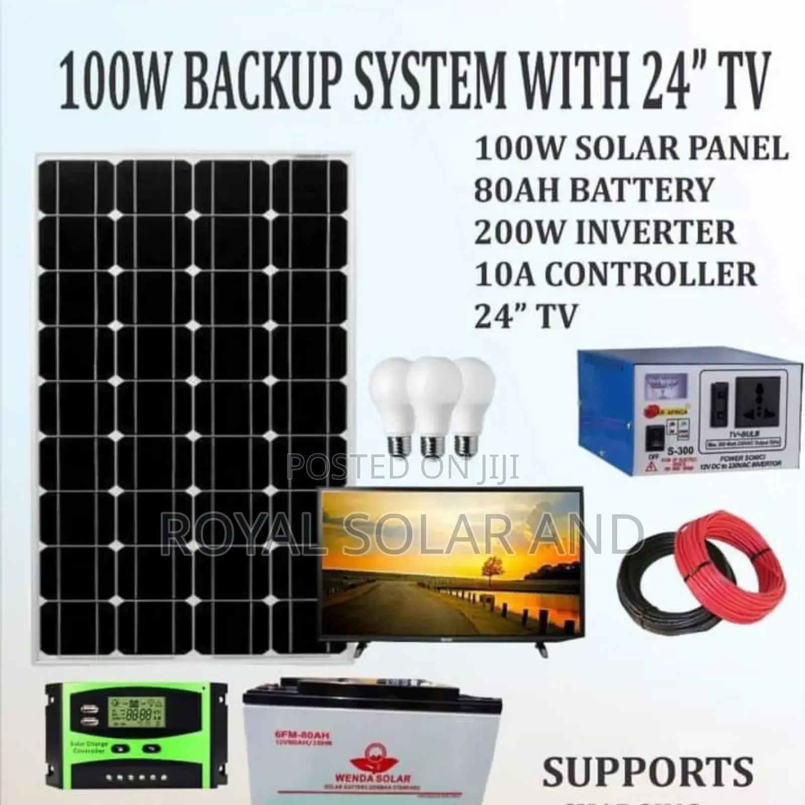 100watts Solar System Plus 24v Inch Tv
