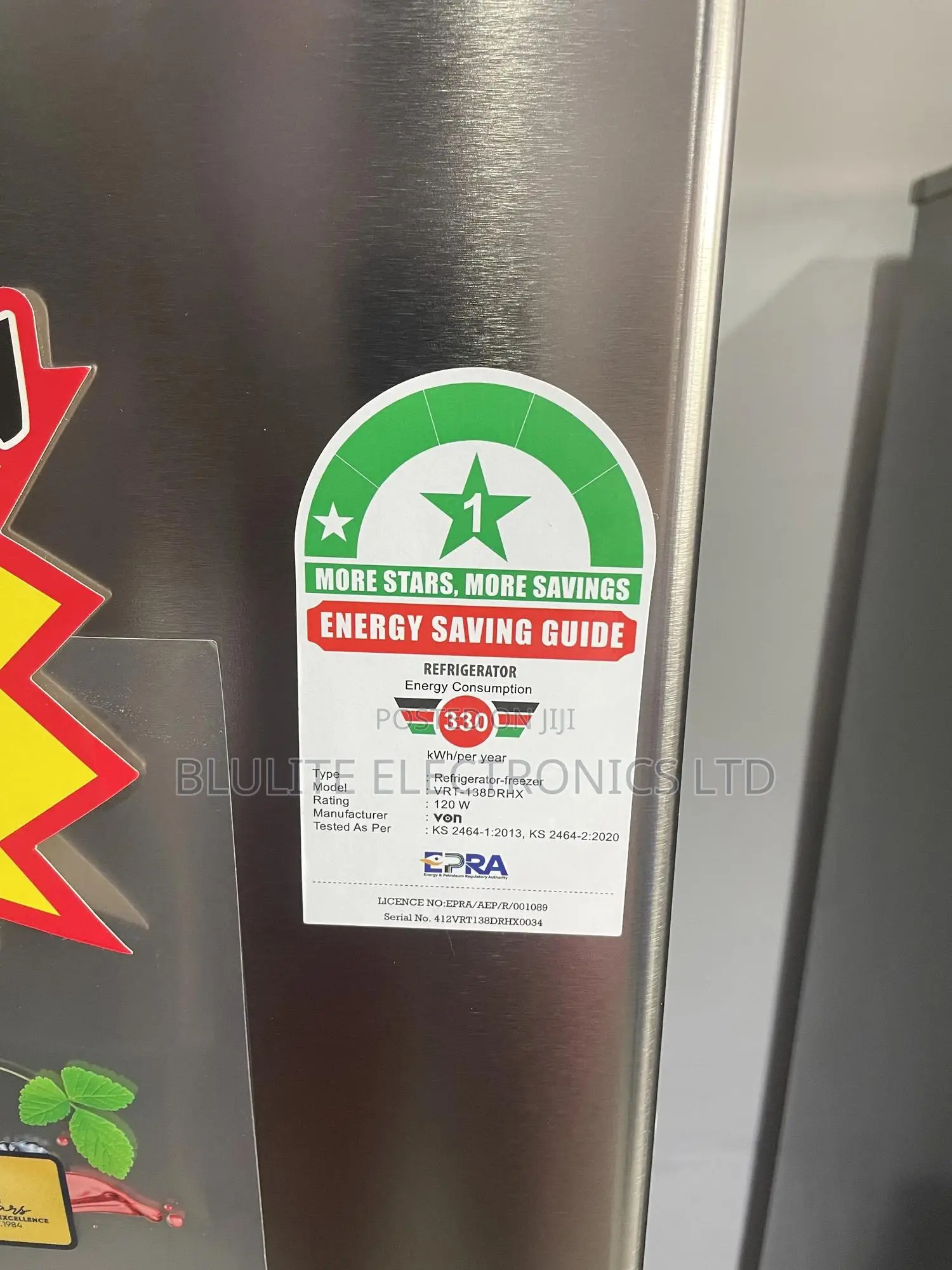 Von VRT-138drhx Double Door Fridge 138l - Inox