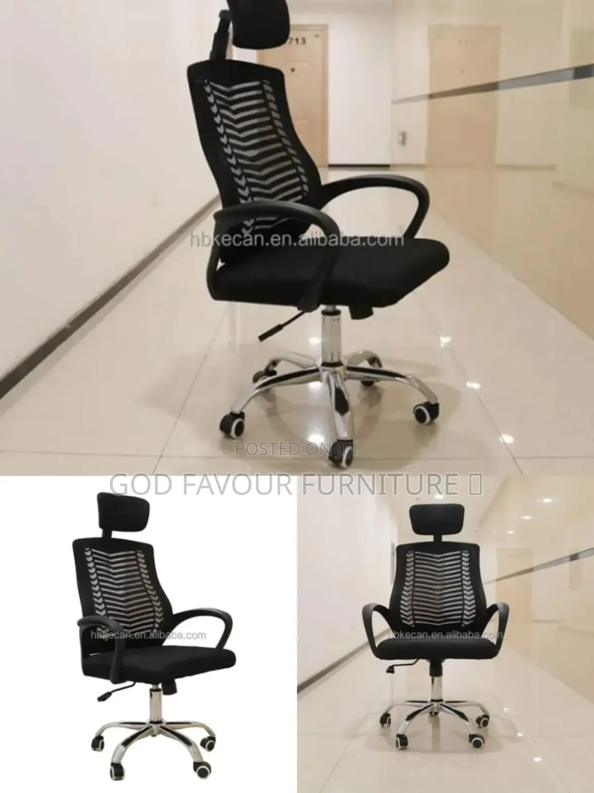 Comfy Black Swivel Headrest Office Chair Yfd3