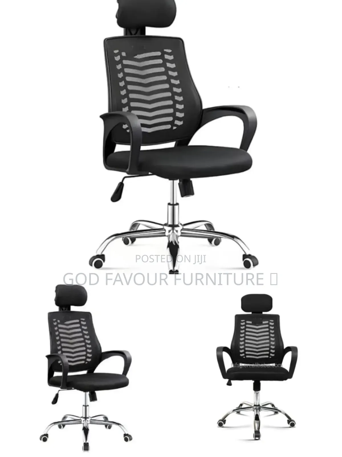 Adjustable Swivel Headrest Office Chair Black Hbv7