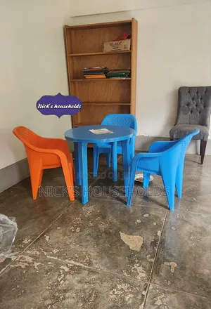Study Plastic Table, With 3 Plastic Chairs Set