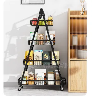 4 Layers Multifunctional Metallic Black Rack