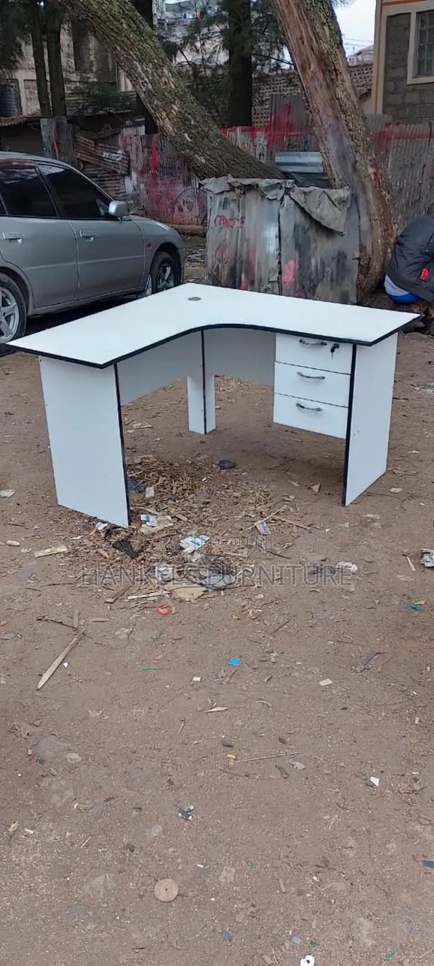 White Curved Office Desk