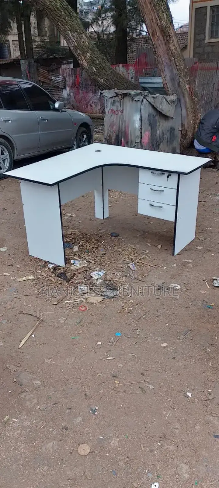 White Curved Office Desk