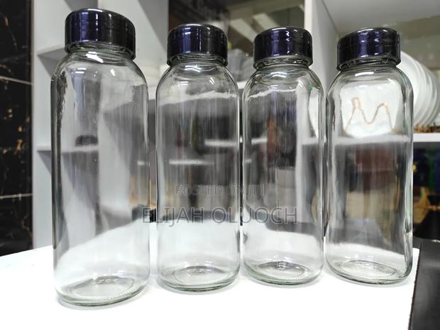4 Pieces Re-Usable Glass Juice Bottles - main view