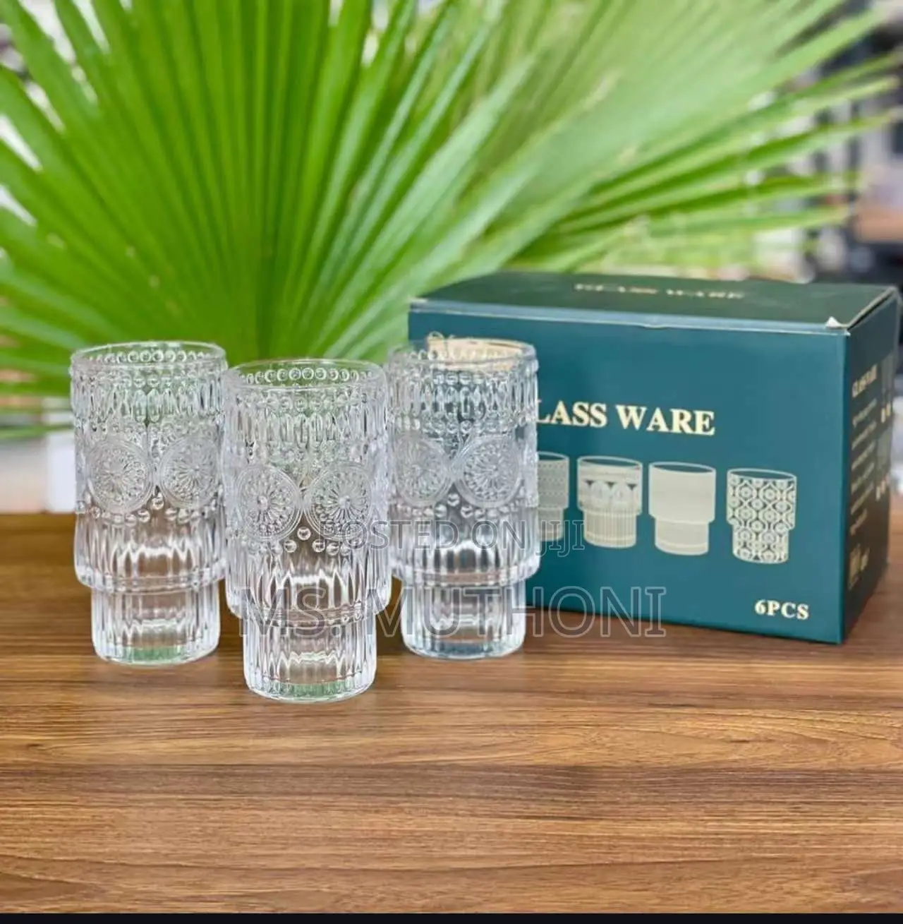 350 Ml Embossed Vintage Ribbed Transparent Glassware.
