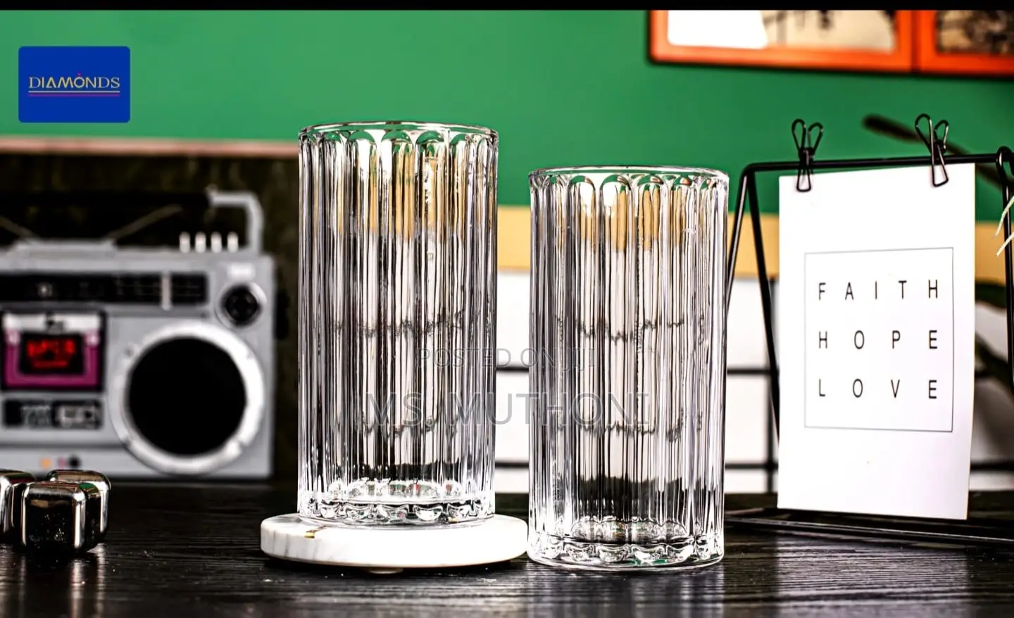 430 Ml Ribbed Aesthetic Highball Crystal Glassware.