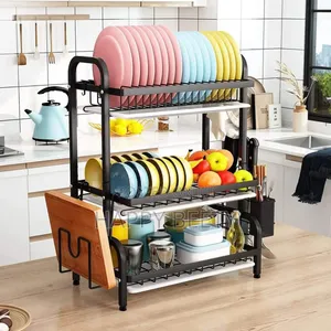 High Quality Heavy Duty 3 Tier Dish Rack With Cutlery Holde