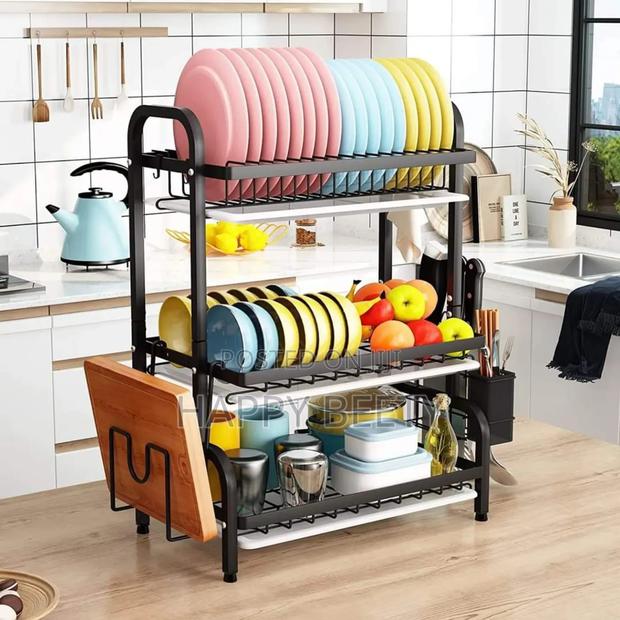 High Quality Heavy Duty 3 Tier Dish Rack With Cutlery Holde - thumbnail 2