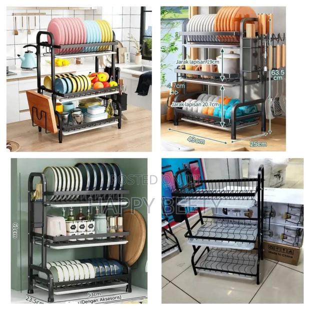 High Quality Heavy Duty 3 Tier Dish Rack With Cutlery Holde - thumbnail 4